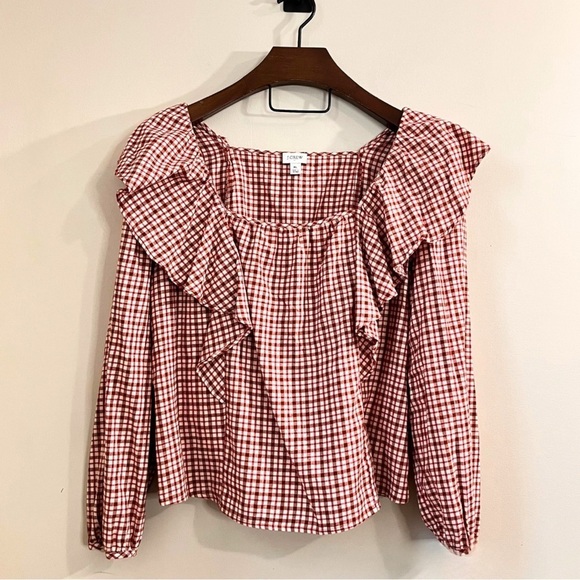 J. Crew Factory Square Neck Ruffle Top - Picture 2 of 13